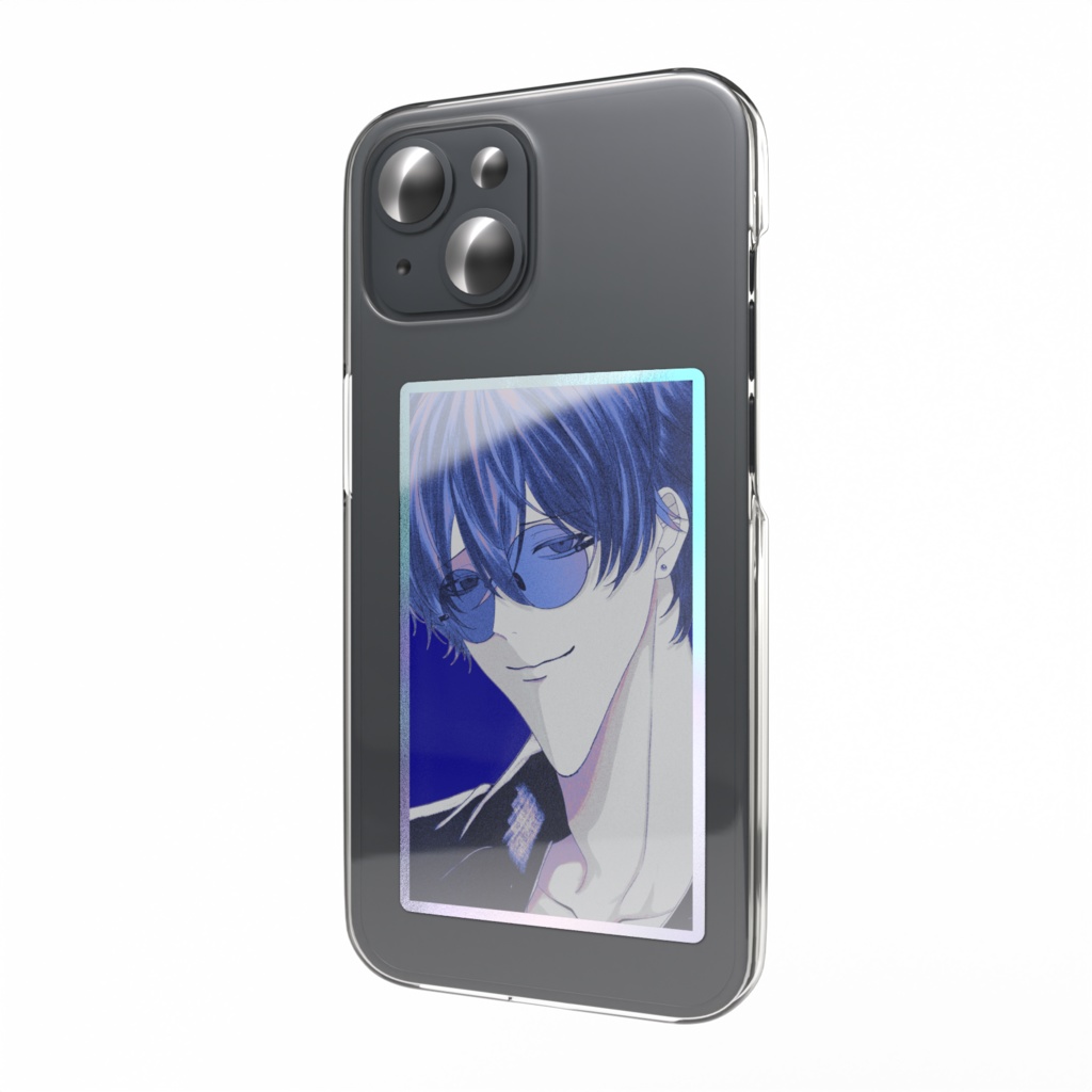 オーロラスマホステッカー　青