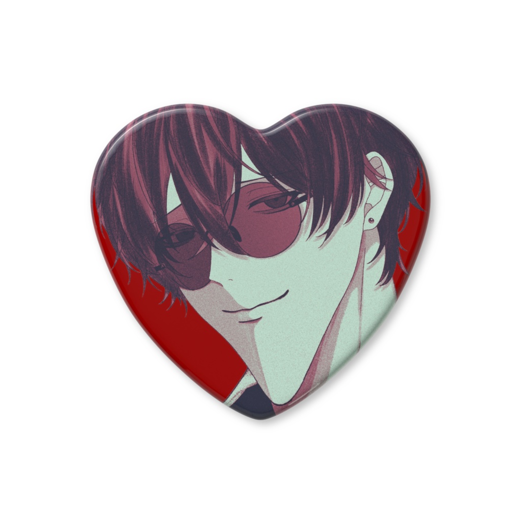 ハート缶バッジ　赤