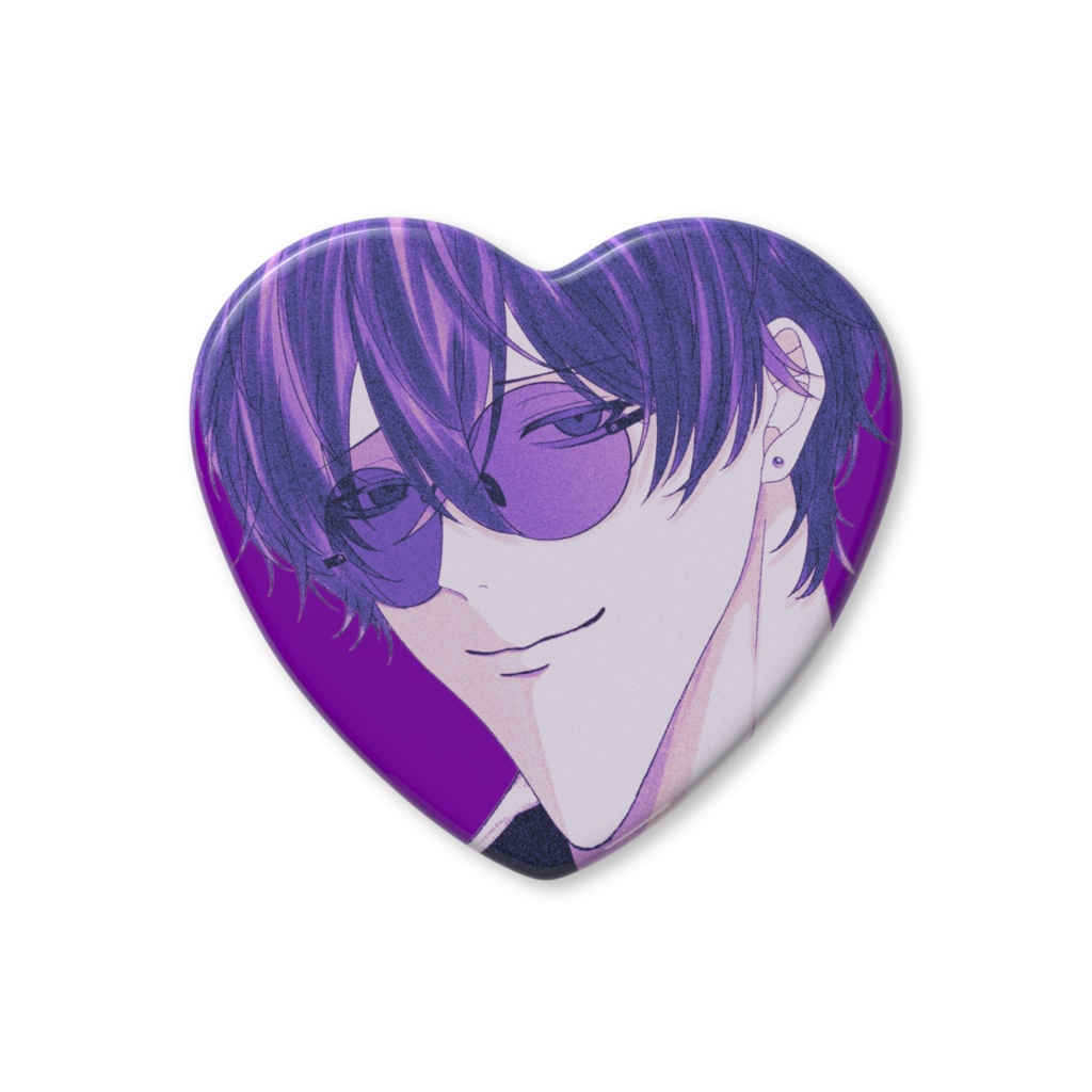 ハート缶バッジ　紫