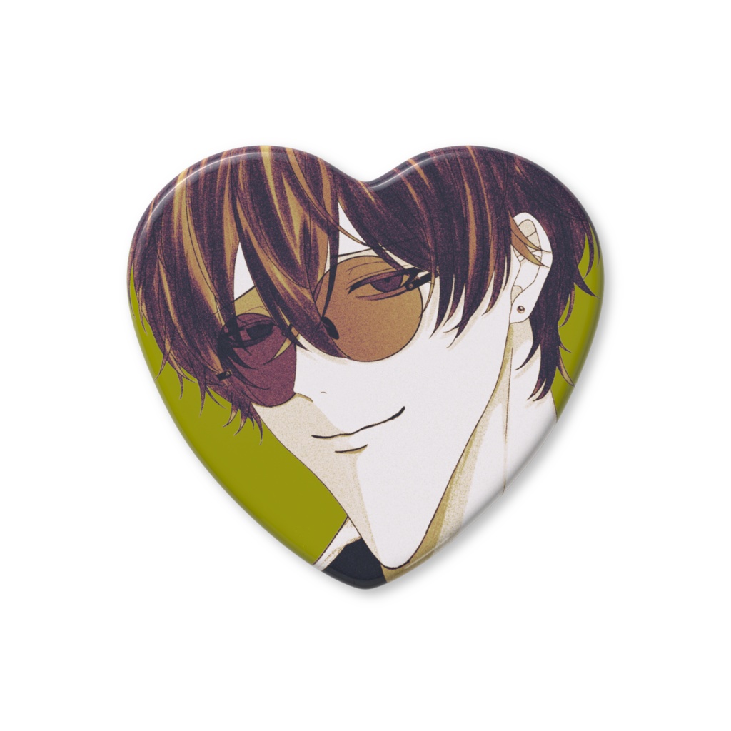 ハート缶バッジ　黄