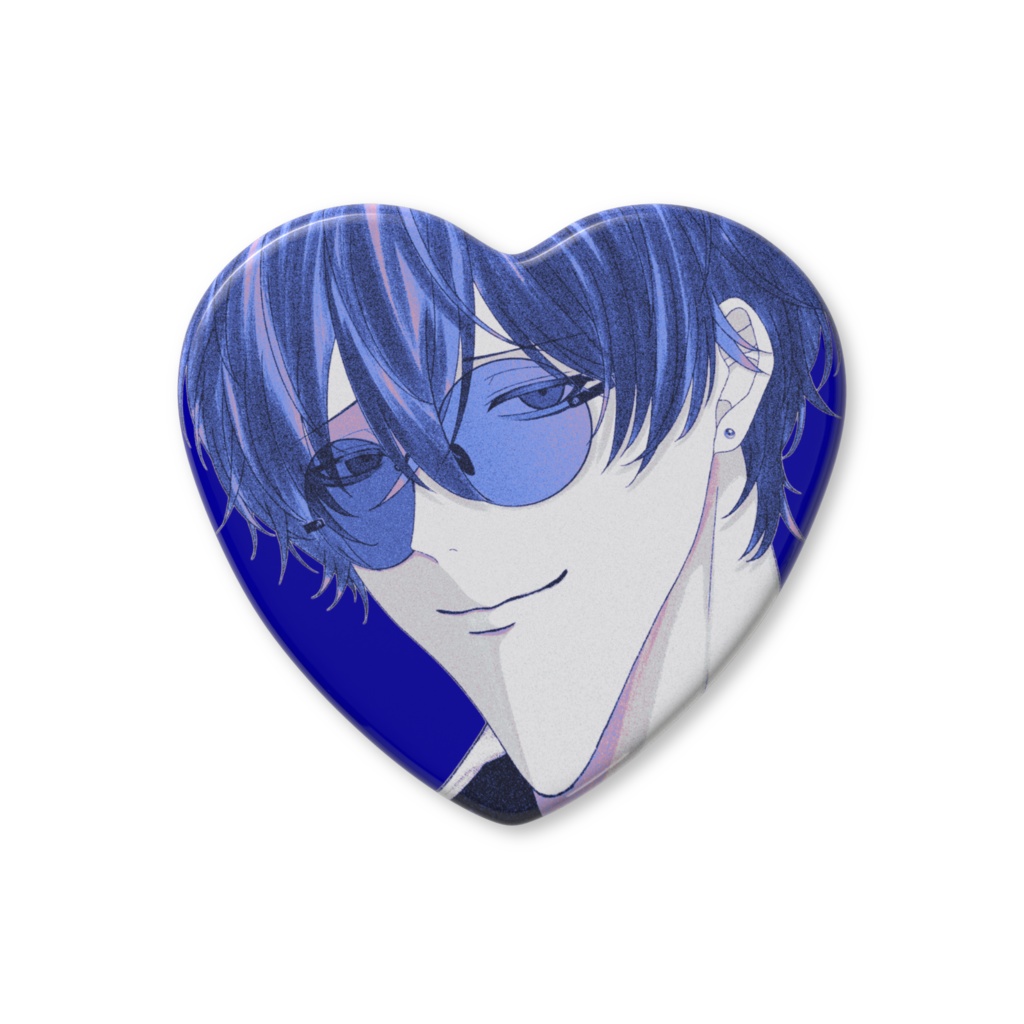 ハート缶バッジ　青