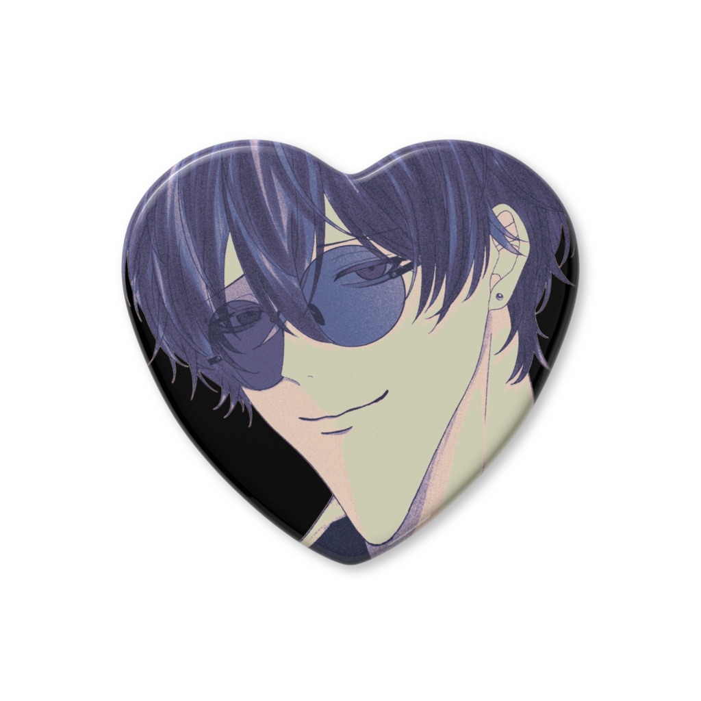 ハート缶バッジ　黒