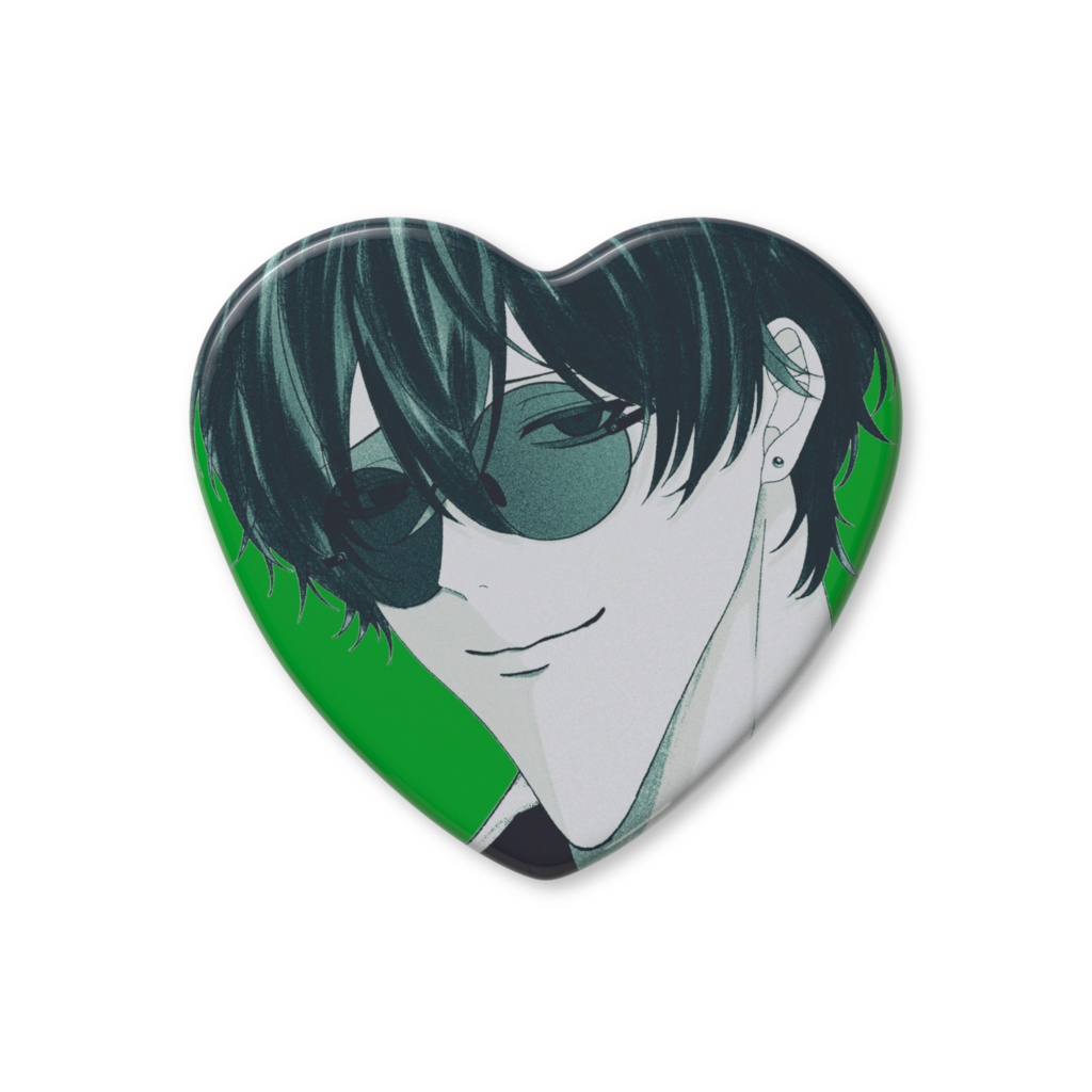 ハート缶バッジ　緑
