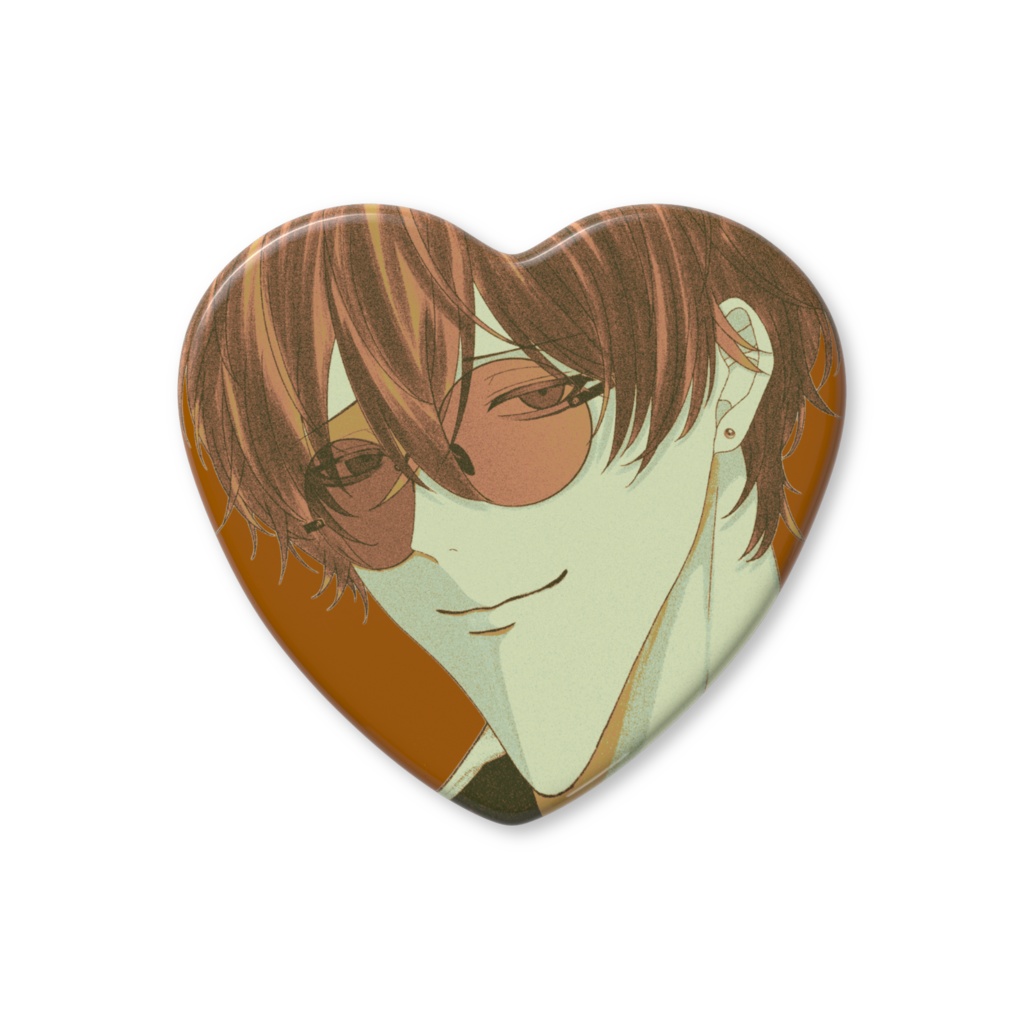 ハート缶バッジ　橙