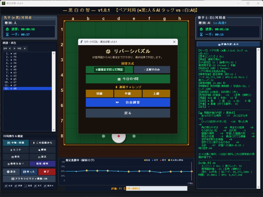 黒白の智V1.0.1-Reversi Analysis