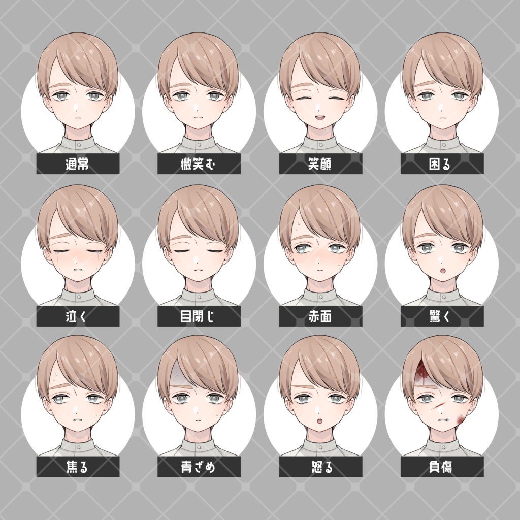 【無料版有り】立ち絵素材_おっとりした青年【表情12種】