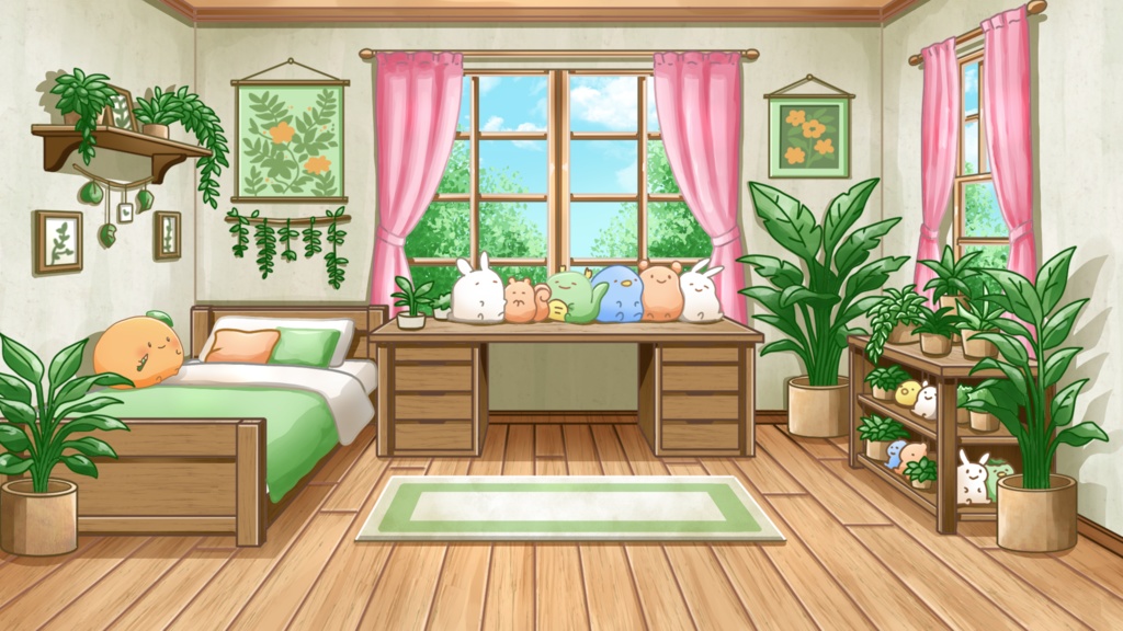 【配信用フリー素材】 コーヒー手描きアニメ&テーブル3種&お部屋背景 【Free Streaming Assets】 Hand-Drawn Animated Coffee, 3 Tables & Room Background