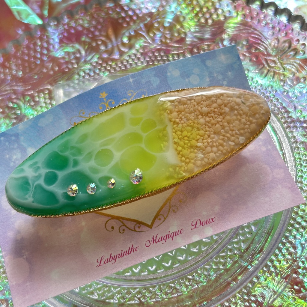 海塗りバレッタ グリーン