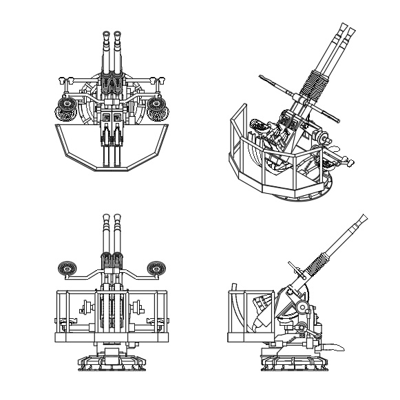 40mmボフォース2連装対空機関砲.STL 3D データー