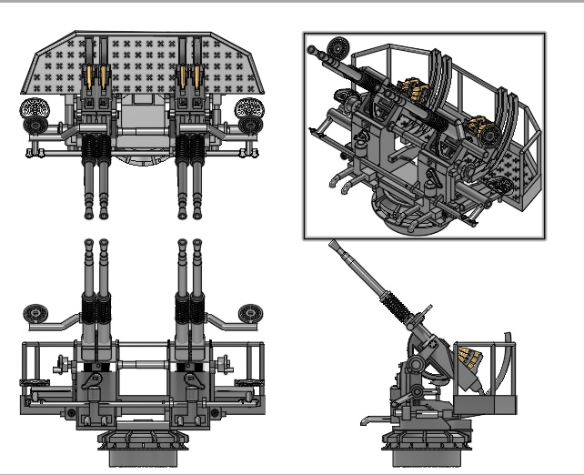 4連装 40mmボフォース対空機関砲 45° - プラメカニカ - BOOTH