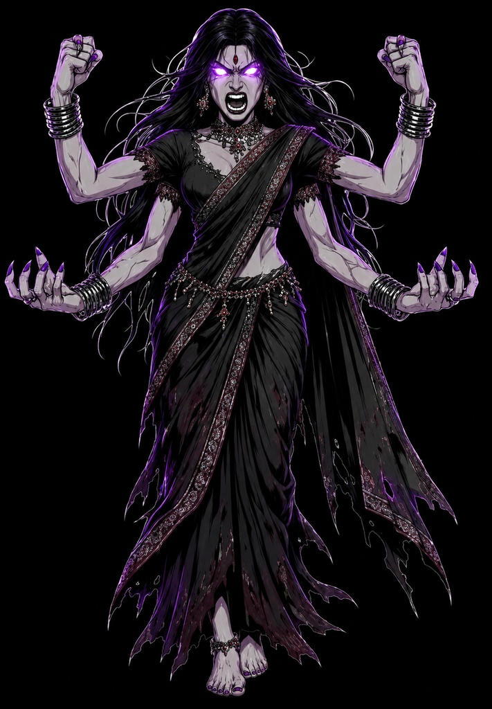 "The Churel" - Gothic Saree Horror PNGTuber Pack (4 Expressions)