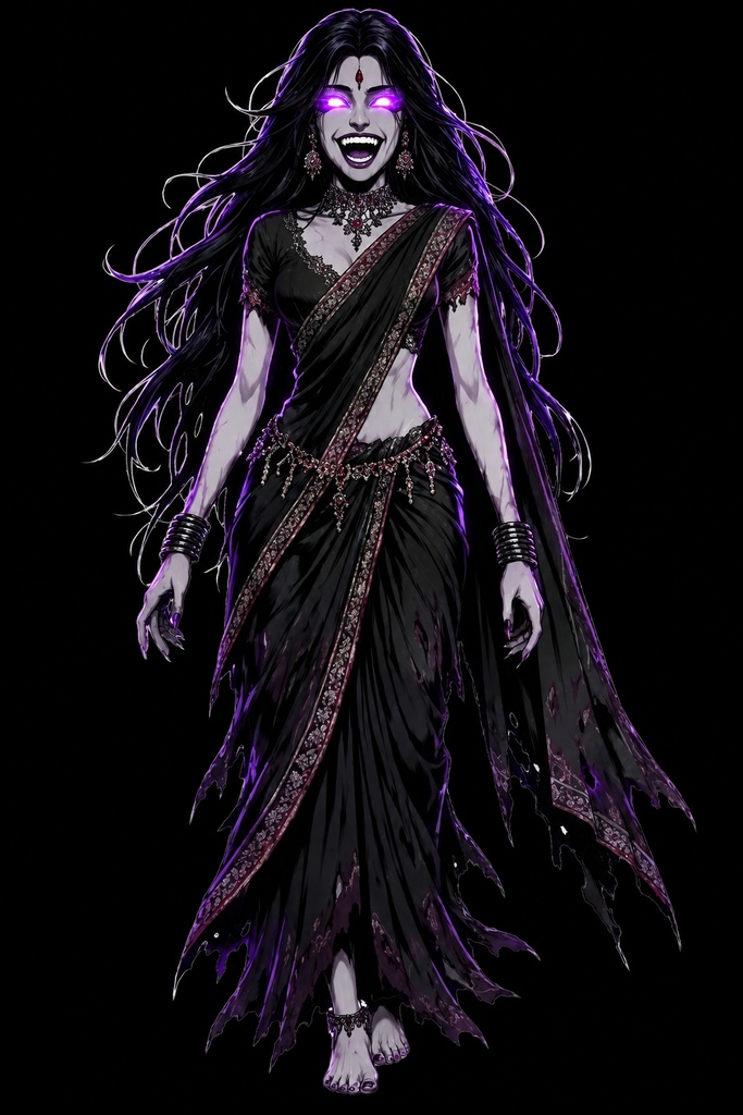 "The Churel" - Gothic Saree Horror PNGTuber Pack (4 Expressions)