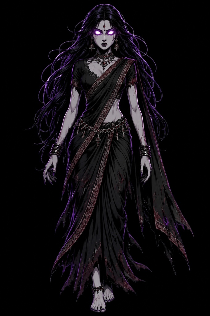 "The Churel" - Gothic Saree Horror PNGTuber Pack (4 Expressions)