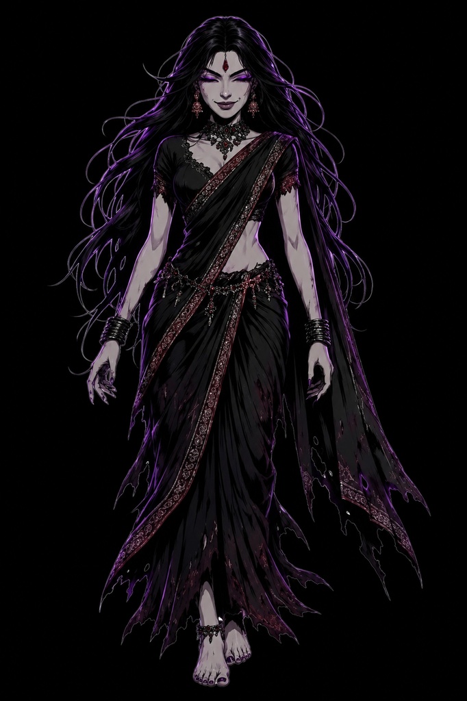 "The Churel" - Gothic Saree Horror PNGTuber Pack (4 Expressions)