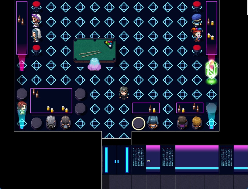 RPGツクールMV・MZ用 マップチップ・タイルセット02 『ナイトクラブ・SF・サイバーパンク・秘密基地・闇カジノ』