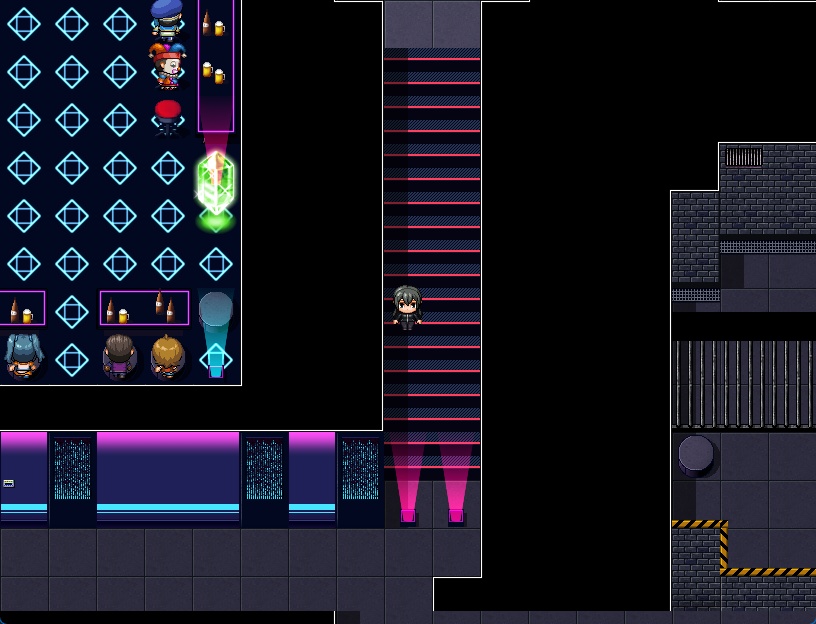 RPGツクールMV・MZ用 マップチップ・タイルセット02 『ナイトクラブ・SF・サイバーパンク・秘密基地・闇カジノ』