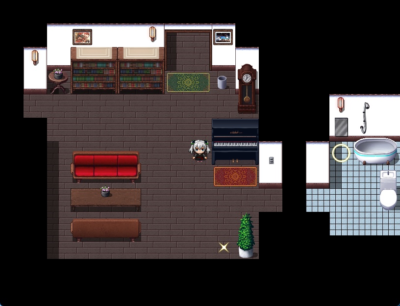 RPGツクールMV・MZ用 マップチップ・タイルセット04 『洋館・幽霊屋敷・呪いの館・屋内・内装・ホラー』