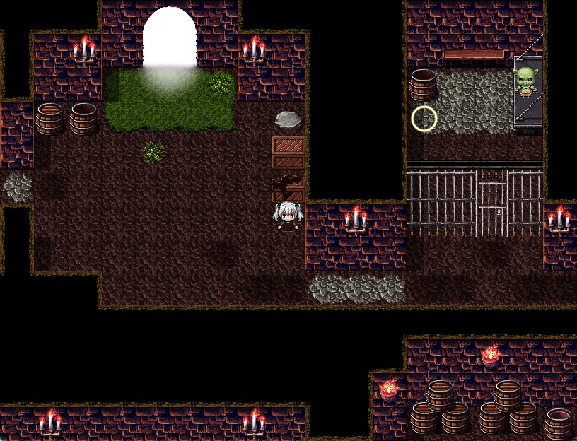 RPGツクールMV・MZ用 マップチップ・タイルセット07 『魔物の酒場・ダンジョン鍛冶屋&武器屋・マグマ・炎の洞窟・牢獄の町』