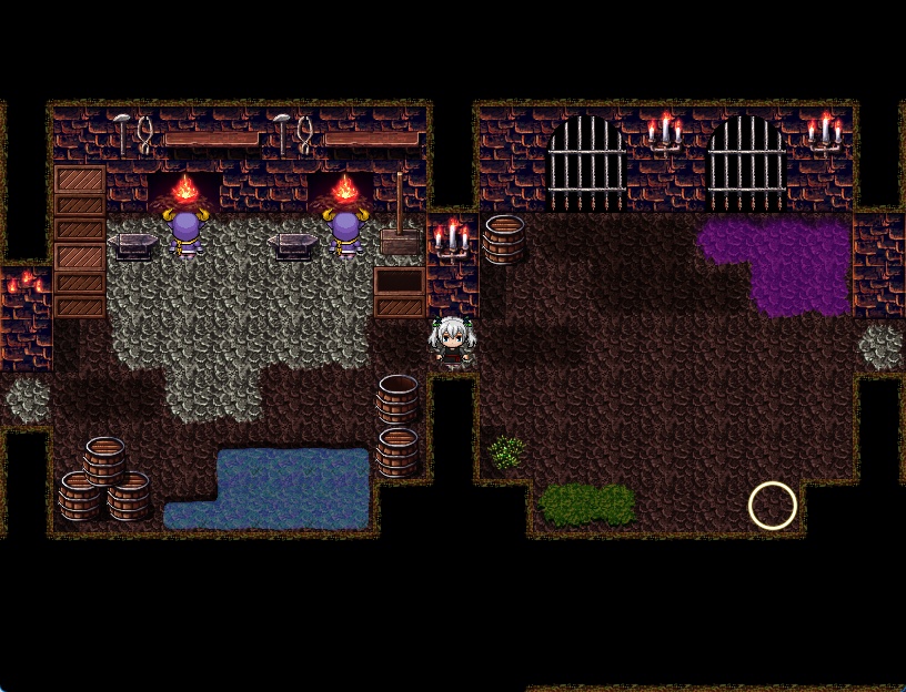 RPGツクールMV・MZ用 マップチップ・タイルセット07 『魔物の酒場・ダンジョン鍛冶屋&武器屋・マグマ・炎の洞窟・牢獄の町』