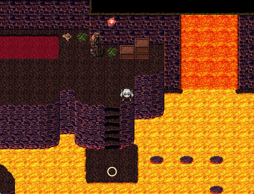 RPGツクールMV・MZ用 マップチップ・タイルセット07 『魔物の酒場・ダンジョン鍛冶屋&武器屋・マグマ・炎の洞窟・牢獄の町』