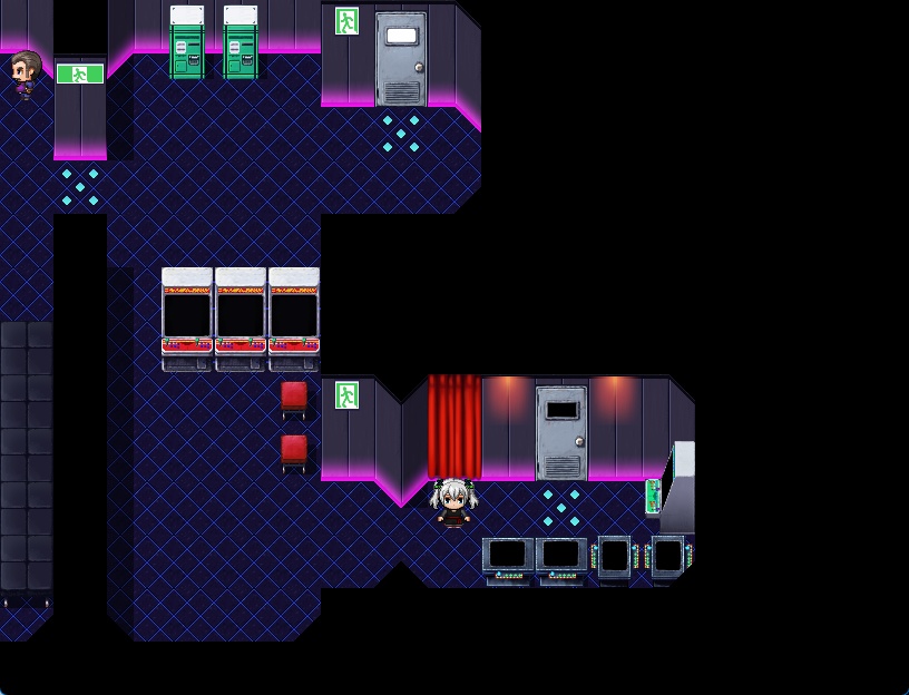 RPGツクールMV・MZ用 マップチップ・タイルセット13 『ゲームセンター/現代/日本/闇カジノ』