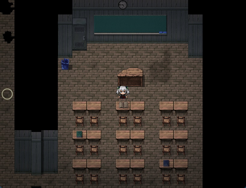 RPGツクールMV・MZ用 マップチップ・タイルセット16 『旧校舎・学校・学園・現代・日本・木造建築・内装・ホラー』