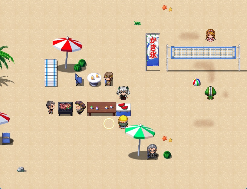 RPGツクールMV・MZ用 マップチップ・タイルセット19 『砂浜・ビーチ・海岸・海の家・海水浴場』