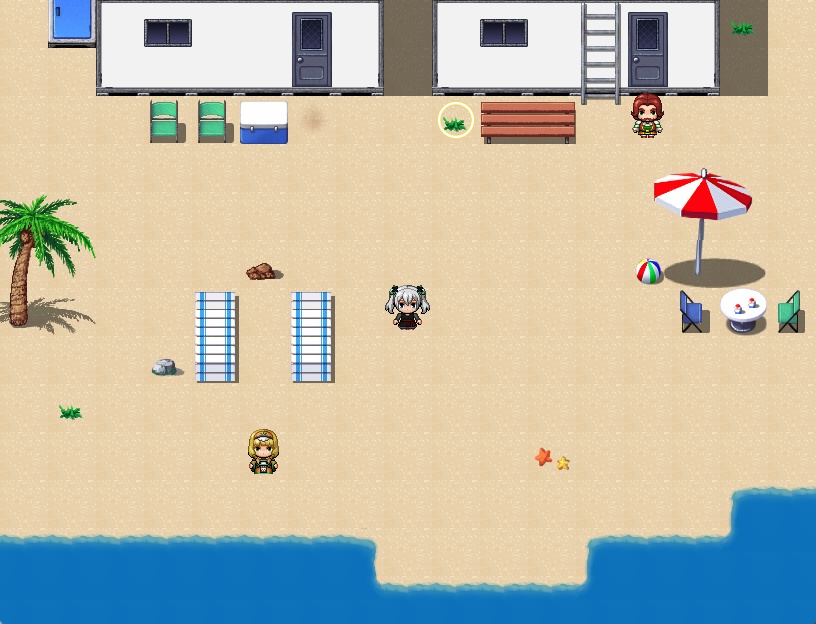 RPGツクールMV・MZ用 マップチップ・タイルセット19 『砂浜・ビーチ・海岸・海の家・海水浴場』