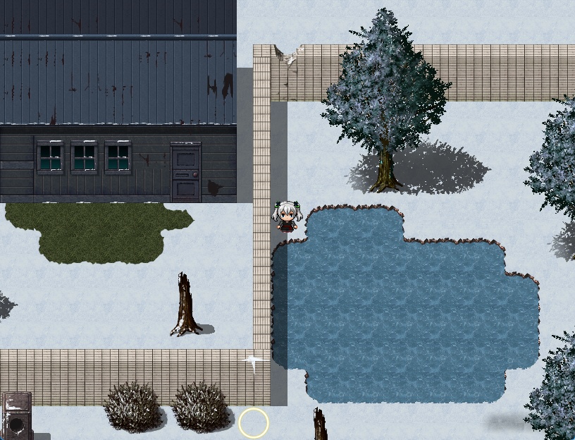 RPGツクールMV・MZ用 マップチップ・タイルセット21 『廃墟・廃校・木造校舎・学校・ホラー・外装・冬・雪・和風・日本・現代』