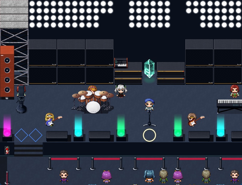 RPGツクールMV・MZ用 マップチップ・タイルセット23 『映画館・撮影スタジオ・ライブ会場・視聴覚室・ダンススタジオ・地下スタジオ』