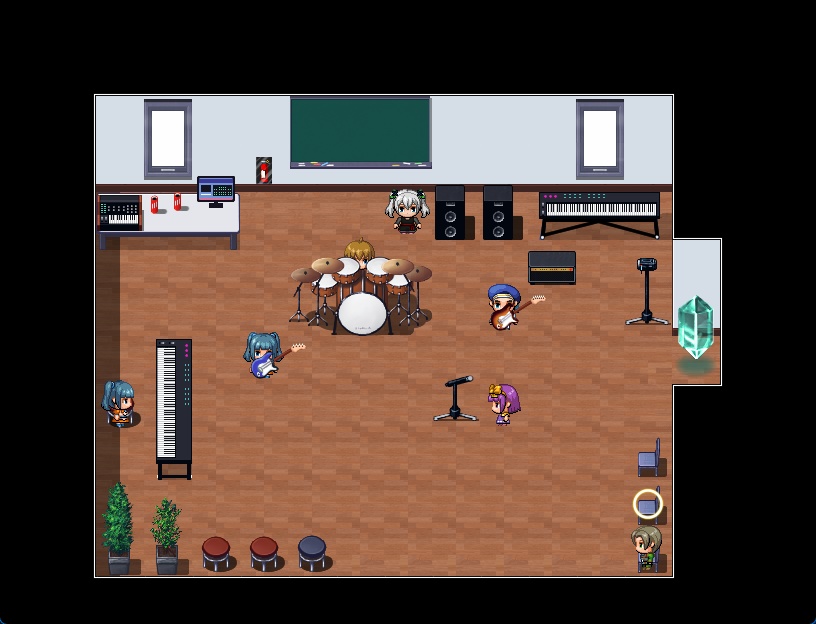 RPGツクールMV・MZ用 マップチップ・タイルセット23 『映画館・撮影スタジオ・ライブ会場・視聴覚室・ダンススタジオ・地下スタジオ』