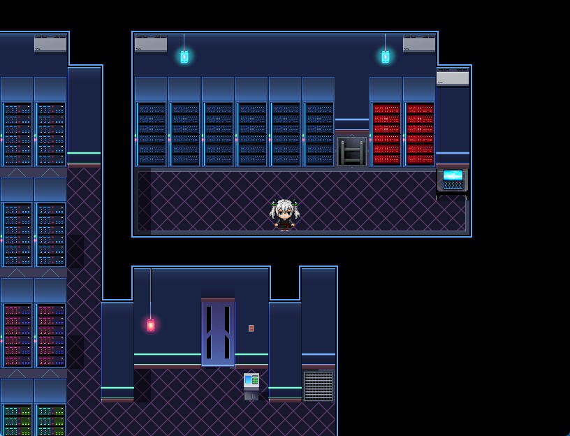 RPGツクールMV・MZ用 マップチップ・タイルセット26『ゲーミング部屋・サーバールーム・現代部屋』