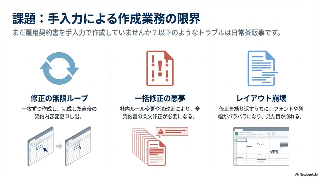 【Excel/VBA】雇用契約書作成・更新支援ツール|PDF自動出力|中小企業向け