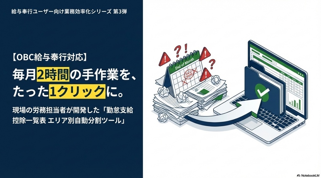 【Excel/VBA】【給与奉行 出力データ対応】エリア別人件費自動分類ツール