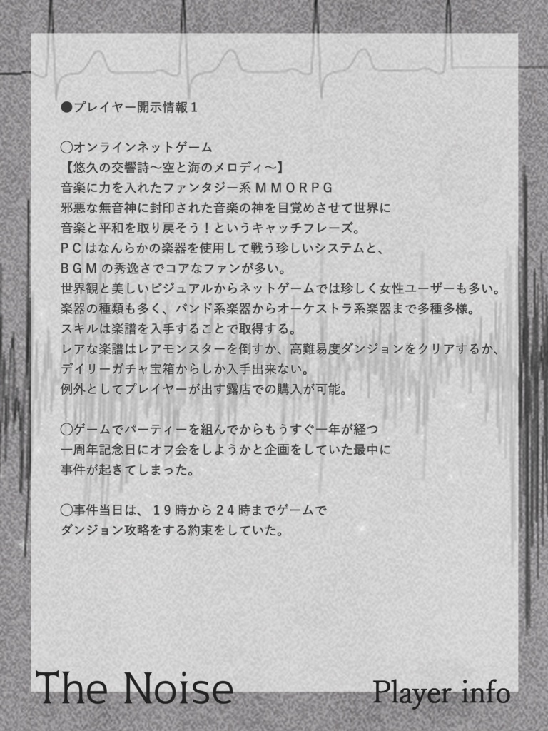 【マダミス】The Noise