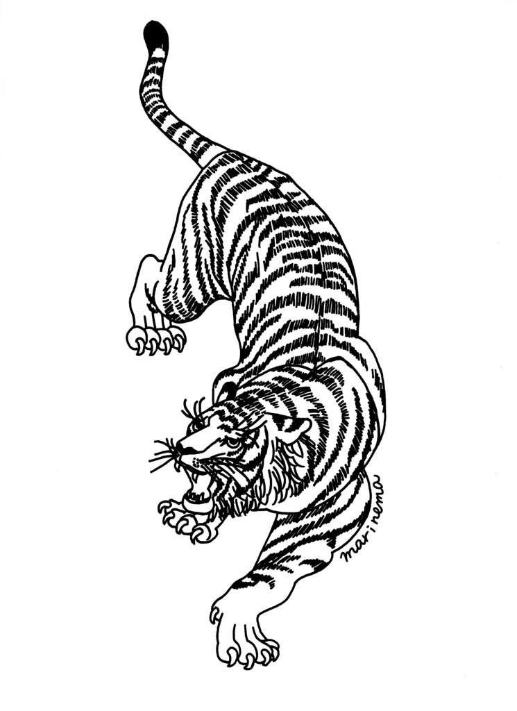 虎さん(ビーズ刺繡図案)マステ