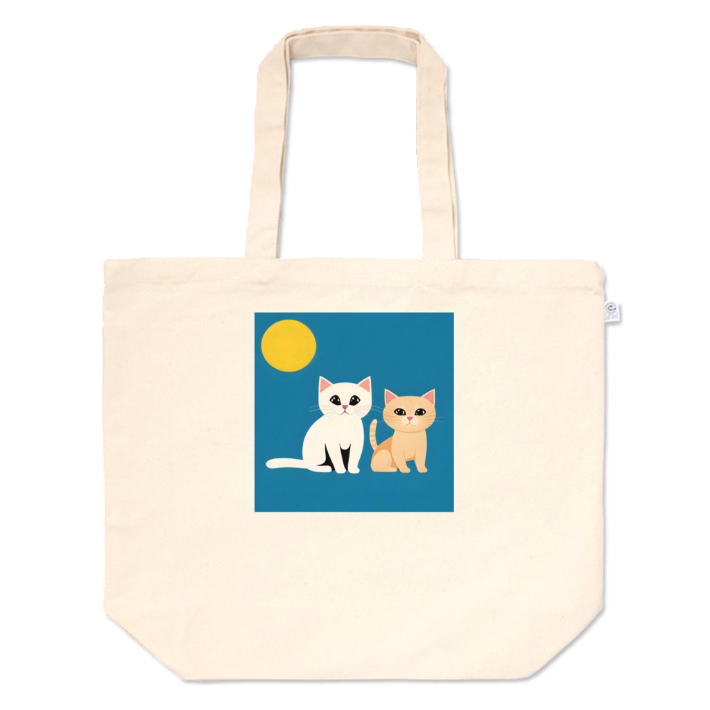 2匹の猫イラストトートバッグ　Two cats illustration tote bag
