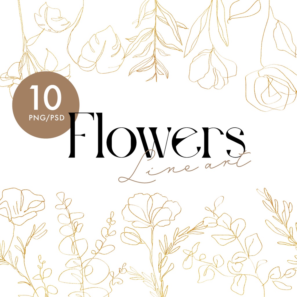 Flowers - ラインアート素材40点セット
