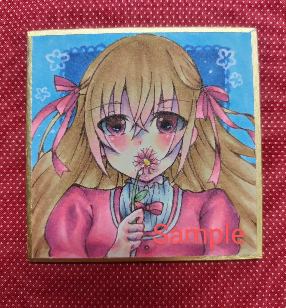 オリジナル　女の子　豆色紙　手描き