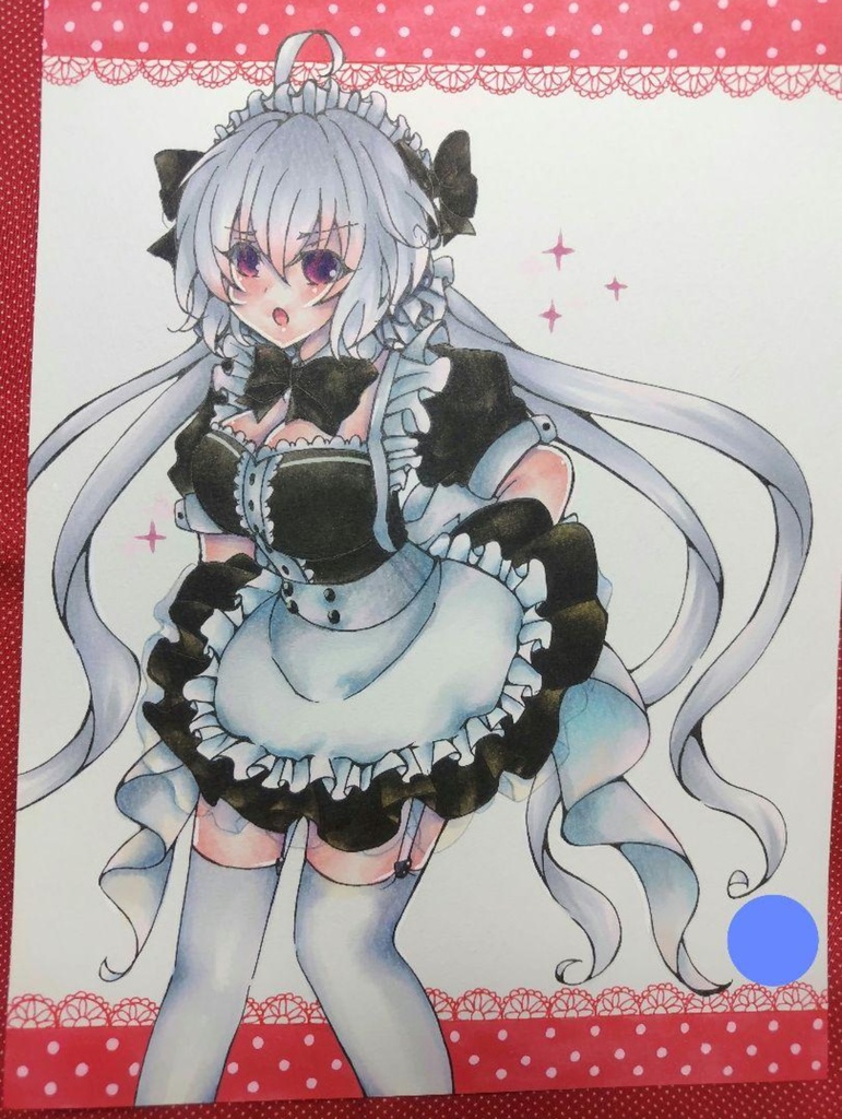 手描きイラスト 手書きイラスト 原画 戦姫絶唱シンフォギア 雪音クリス メイド服