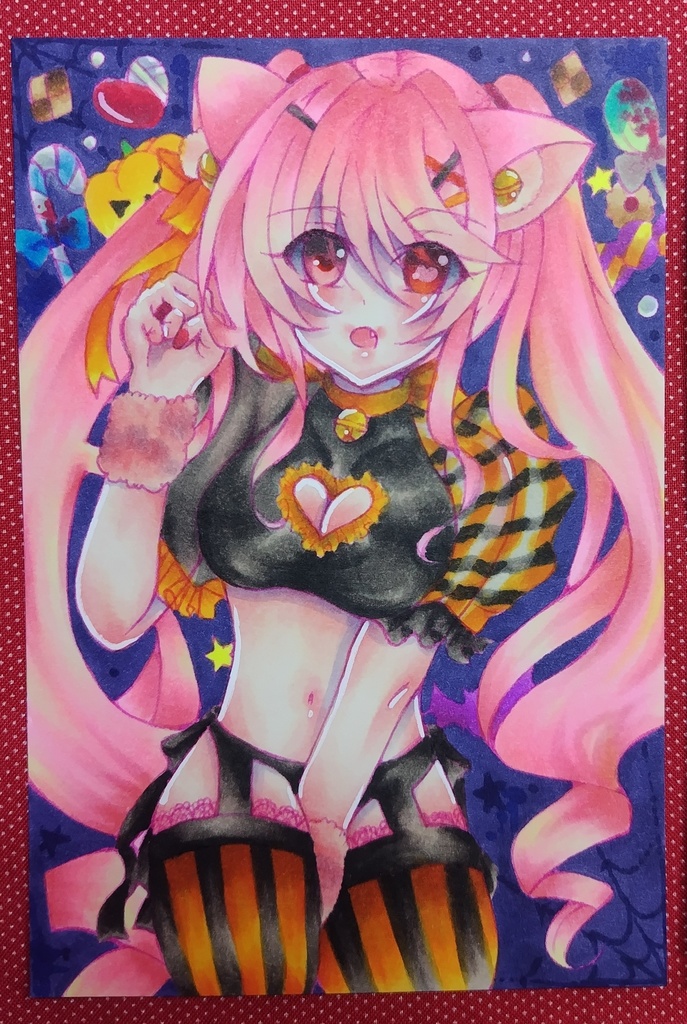 直筆 オリジナル 女の子 原画 ハロウィン バニー