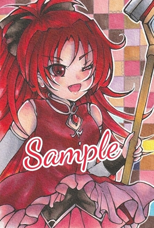 佐倉杏子　魔法少女まどか☆マギカ　まどマギ 原画 手書き 手描き イラスト ポストカード