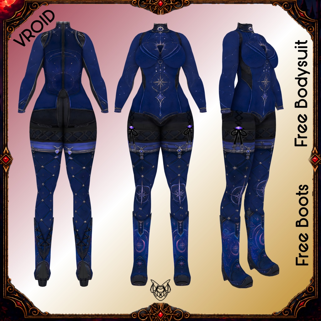 Indigo Celestial Combat Mage Outfit (Bodysuit & Boots). RECENTLY UPDATED