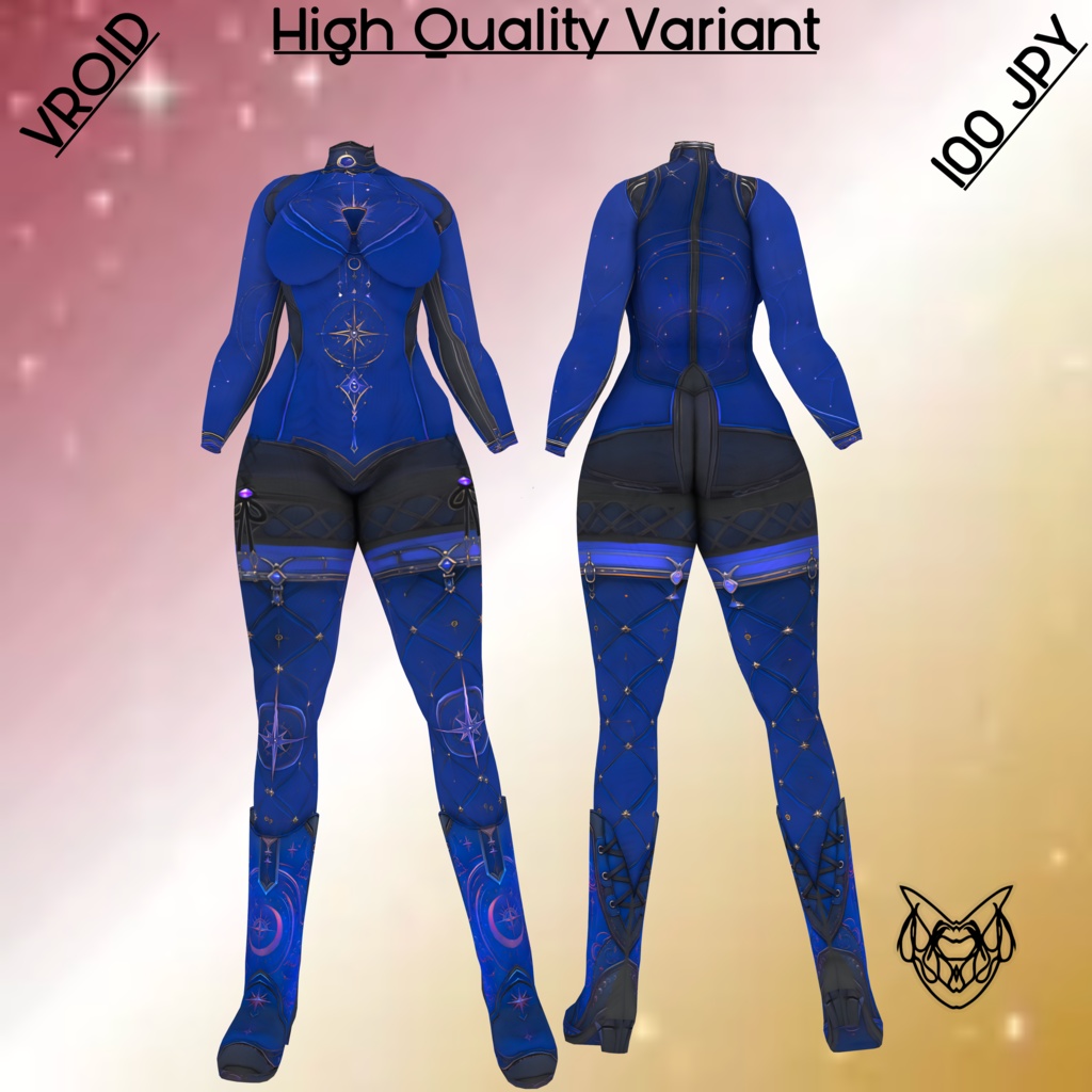 Indigo Celestial Combat Mage Outfit (Bodysuit & Boots). RECENTLY UPDATED