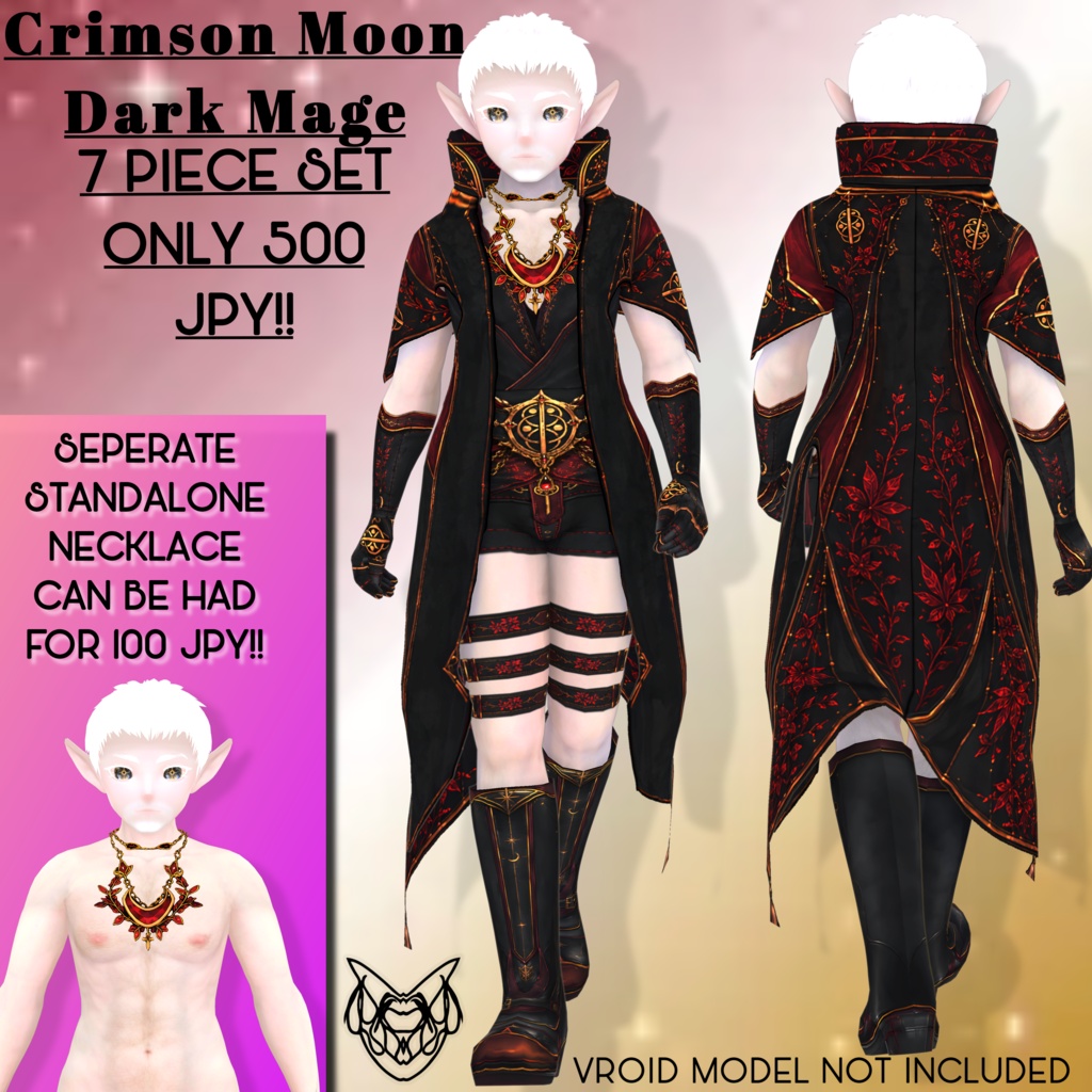 Crimson Moon Dark Mage Outfit (7-Piece Set)