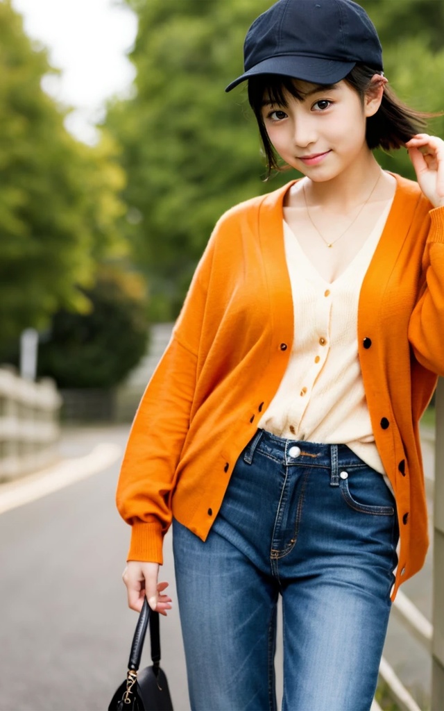 ティーンモデル AIファッションスナップ3 春のシンプルカーディガンコーデ編