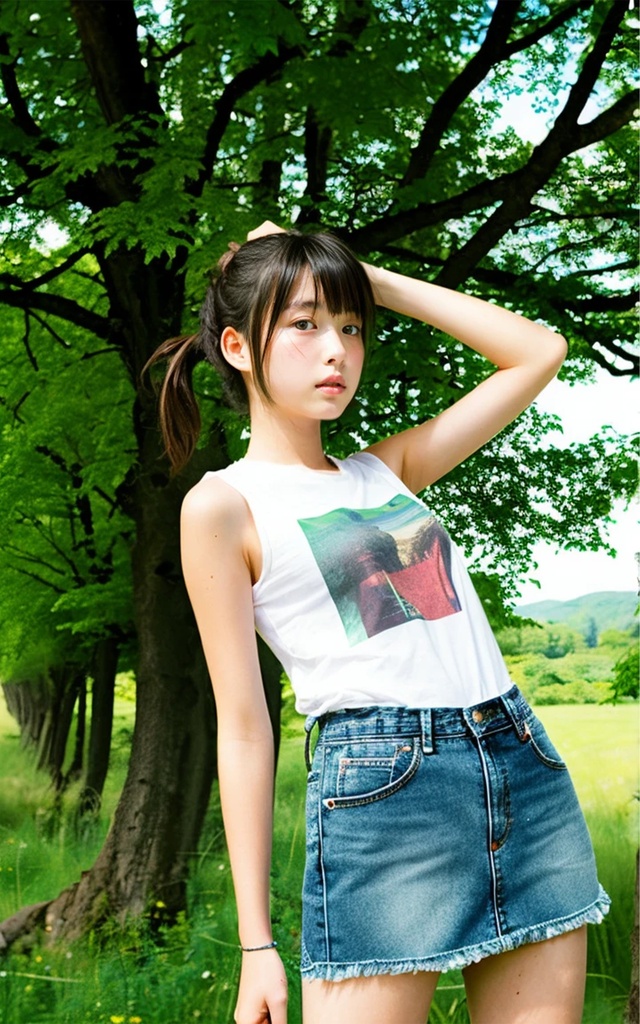 ティーンモデル　AIファッションスナップ11　ノースリーブTシャツ編