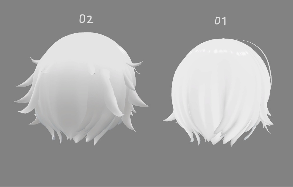 オリジナル3Dモデル【もふヘアー01・02】
