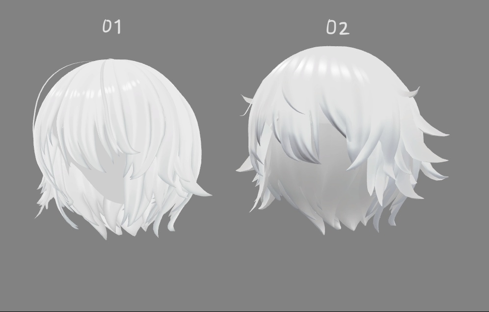 オリジナル3Dモデル【もふヘアー01・02】