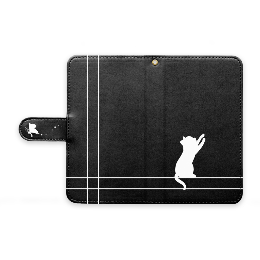 猫と蝶の手帳型ケース(android Mサイズ)